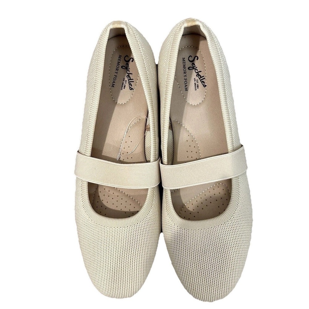 Seychelles Agnes Cream Knit Mary‎ Jane Memory Foam Ballet Flats Womens 11 EUC